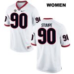 Women's Georgia Bulldogs NCAA #90 Tanner Stumpe Nike Stitched White Authentic College Football Jersey QSL7854UR